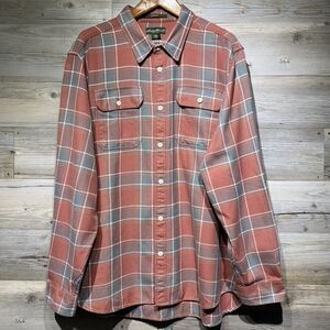 Eddie Bauer Woven Cotton Shirt Men’s XXL Plaid Long Sleeve Button-Up Outdoor